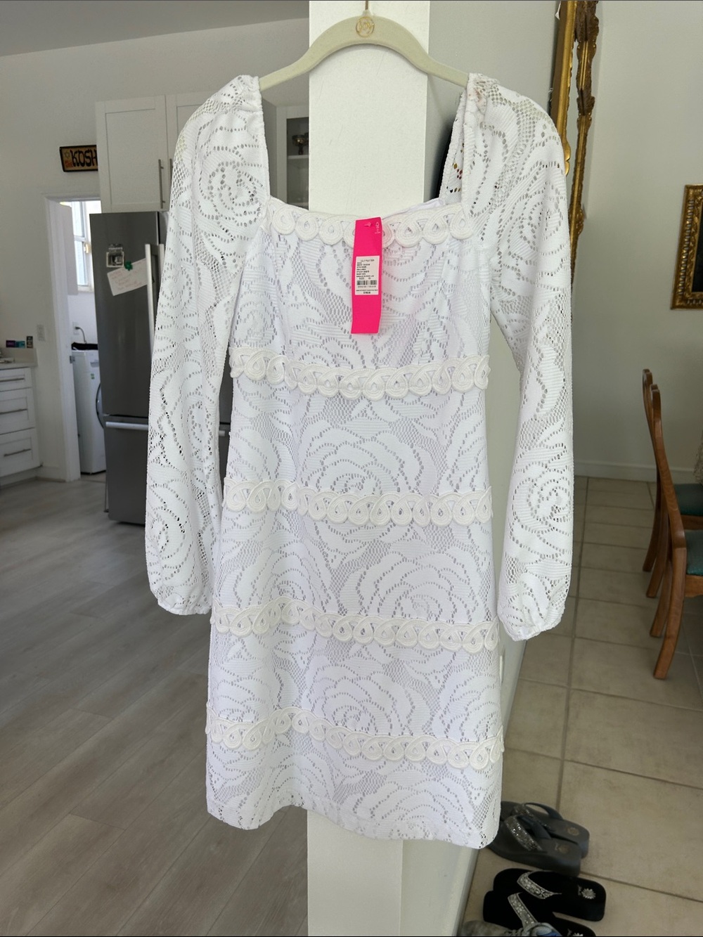Lilly Pulitzer White Long-Sleeve Lace Shift Dress